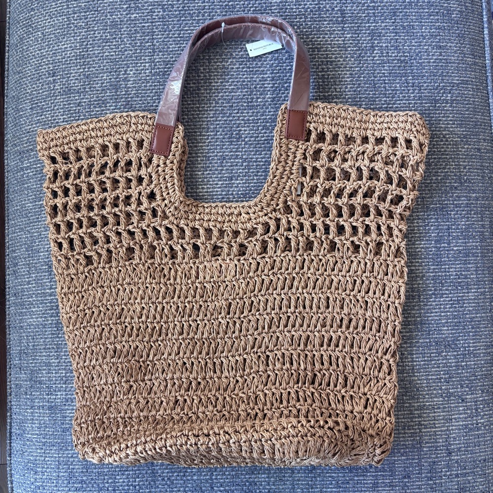 Banana Republic Brown Paper Straw Woven Open Tote Bag – NWT